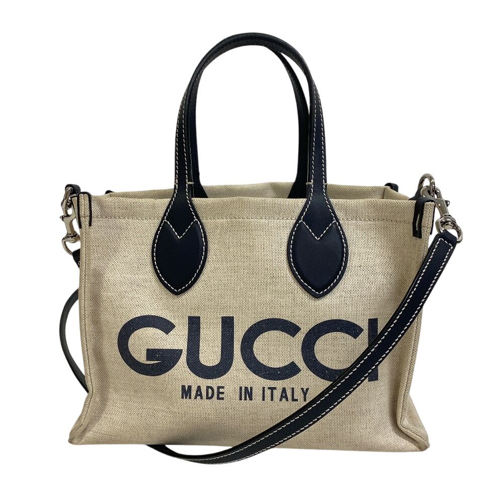 グッチ GUCCI ハンドバッグ ロゴプリント 2way ミディアム トート ショルダーバッグ ポーチ付き 772144 ホワイト
