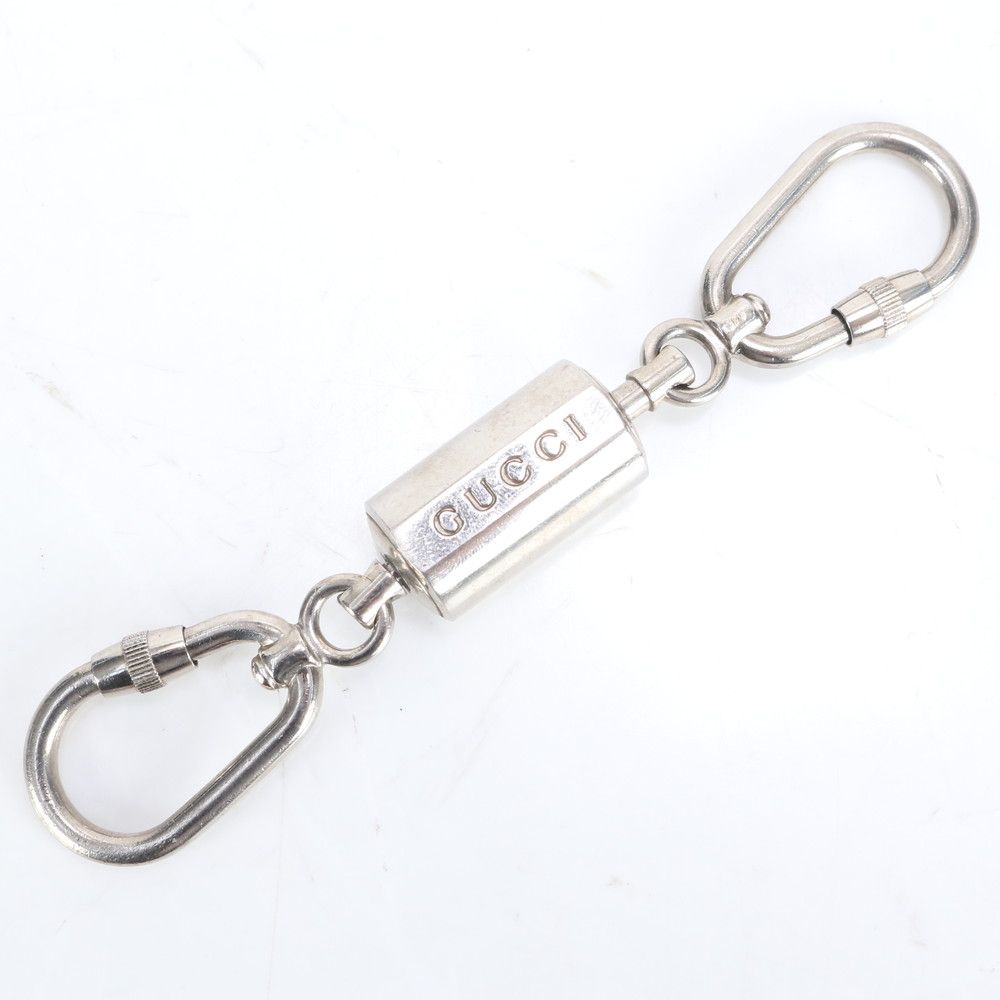 ■美品 グッチ カラビナ キーリング ストラップ シルバー アクセサリー