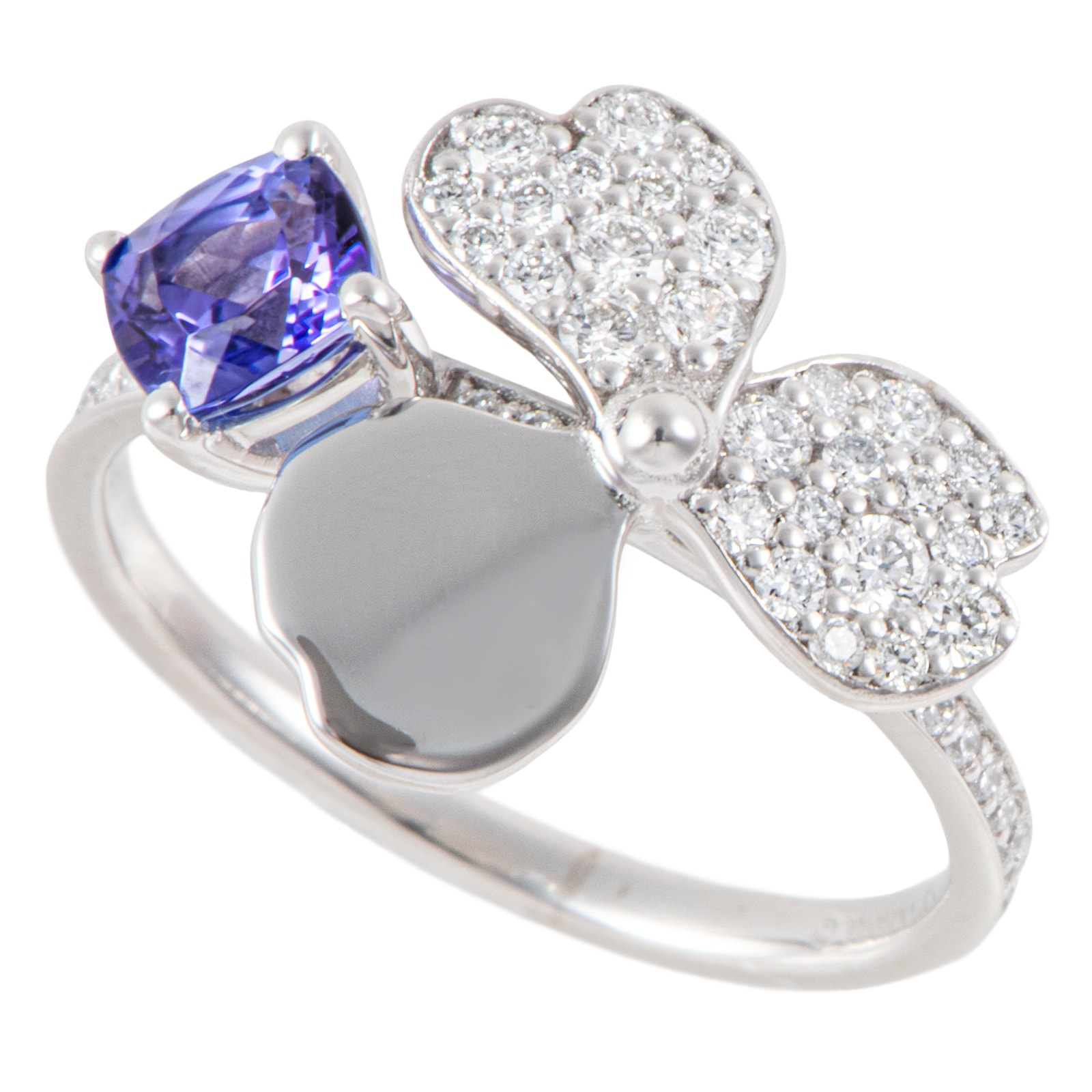 TIFFANY&Co. ティファニー ペーパーフラワー  リング・指輪 12号 Pt950 ダイヤモンド タンザナイト シルバー パープル【中古】