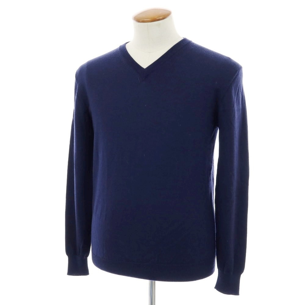 【中古】クルチアーニ CRUCIANI ハイゲージウール Vネックニット ネイビー【サイズ48】【メンズ】