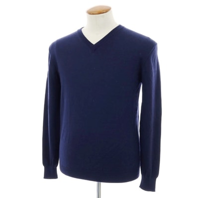 【中古】クルチアーニ CRUCIANI ハイゲージウール Vネックニット ネイビー【サイズ48】【メンズ】