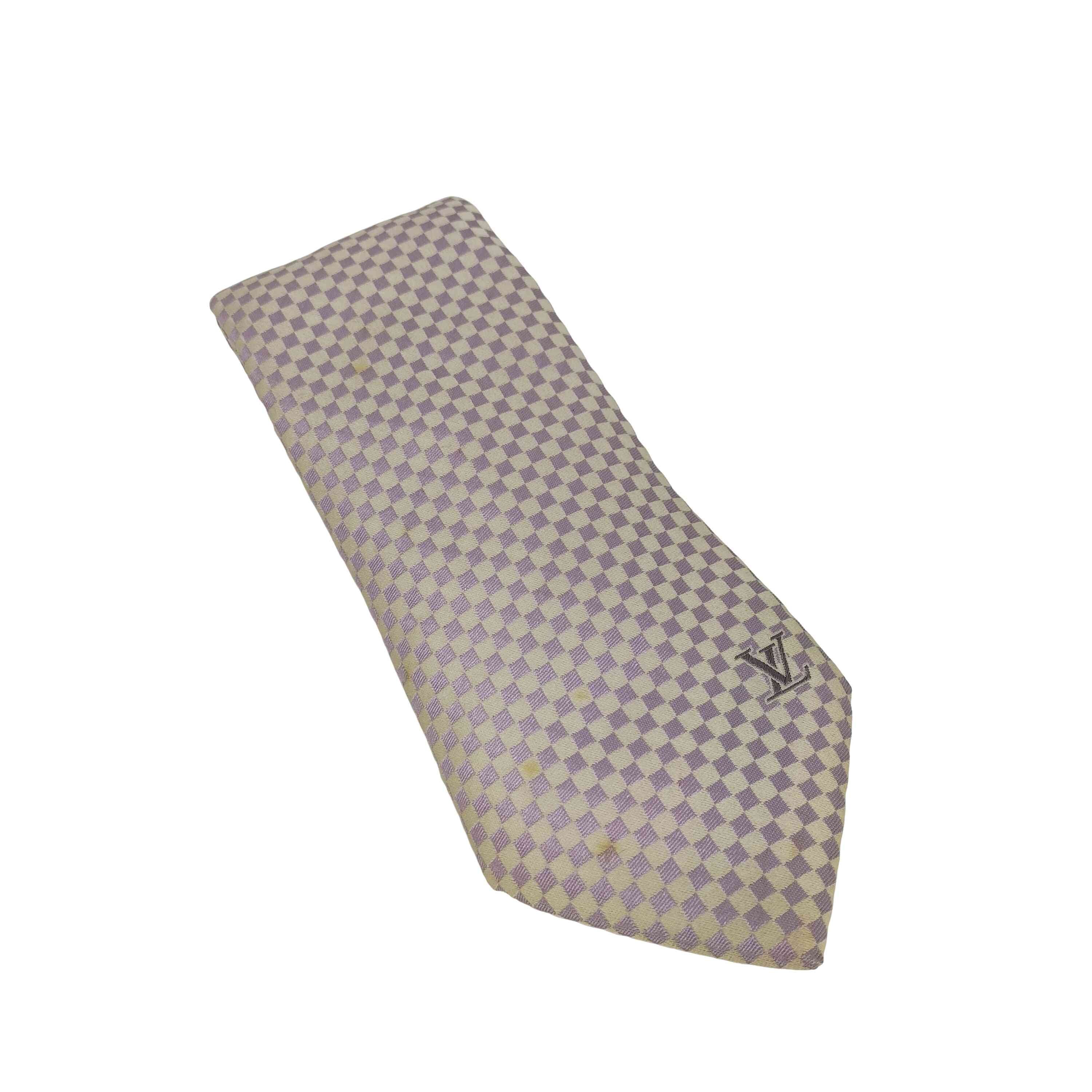 ダミエ柄 シルク 100 ネクタイ【1140178227638】