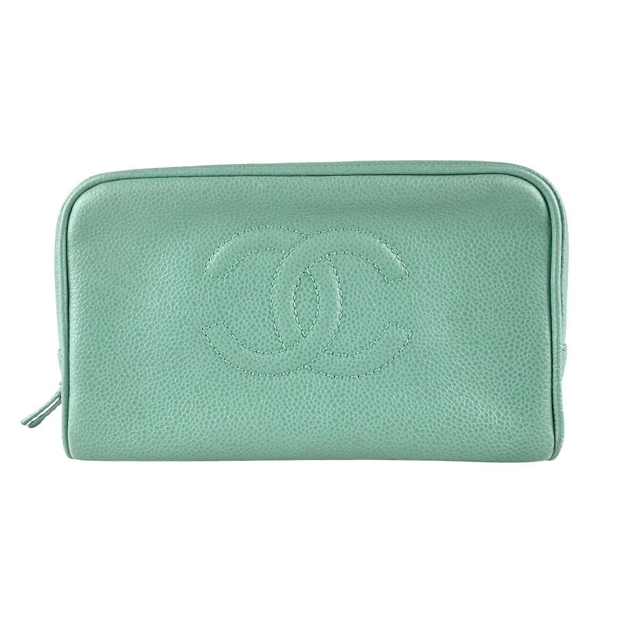 C (やや傷や汚れあり)】シャネル CHANEL ポーチ キャビアスキンレザー