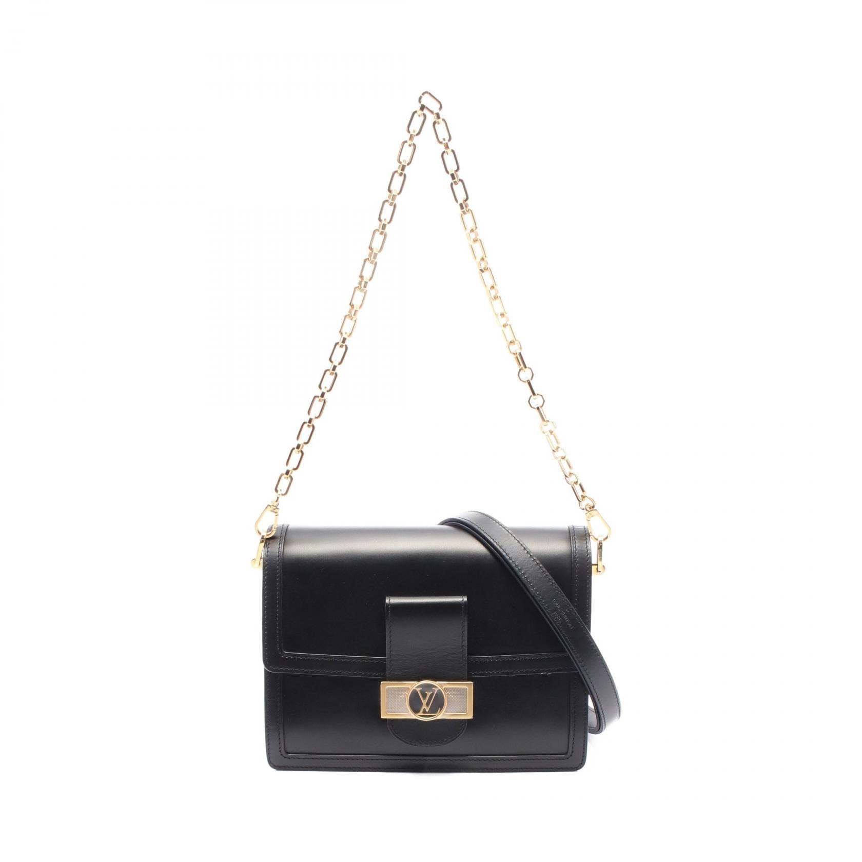 ルイ・ヴィトン LOUIS VUITTON ドーフィーヌMM LVロック ショルダーバッグ バッグ レザー ノワール レディース ブラック系 M55821 【中古】
