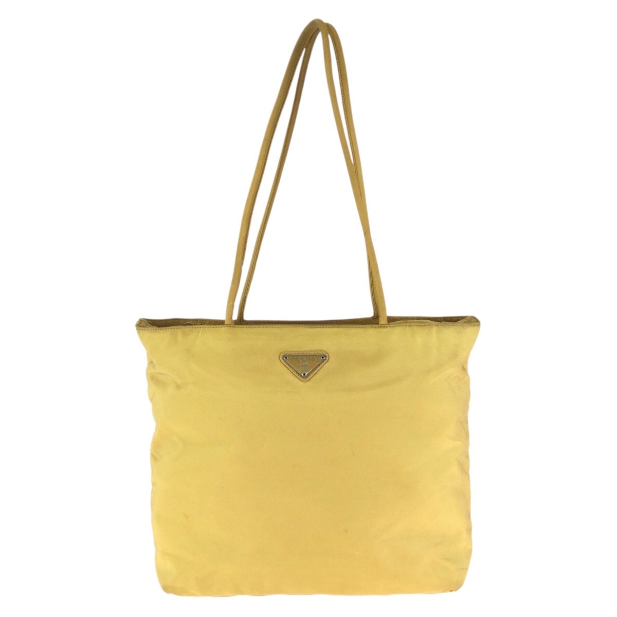 PRADA プラダ テスート 三角ロゴプレート イエロー シルバー金具 ナイロン ショルダーバッグ トートバッグ 602164 【中古】