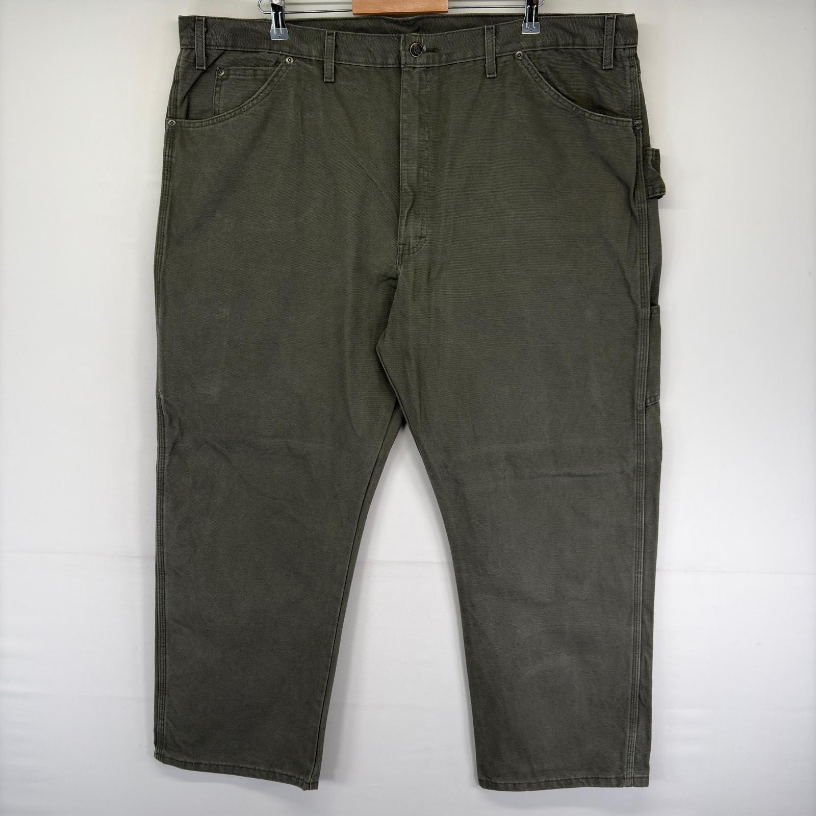 古着 ディッキーズ Dickies ダック パンツ ハンマーループ 大きいサイズ スパナポケット ジッパーフライ w46 L30  カーキ系 メンズ