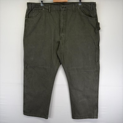 古着 ディッキーズ Dickies ダック パンツ ハンマーループ 大きいサイズ スパナポケット ジッパーフライ w46 L30 カーキ系 メンズ