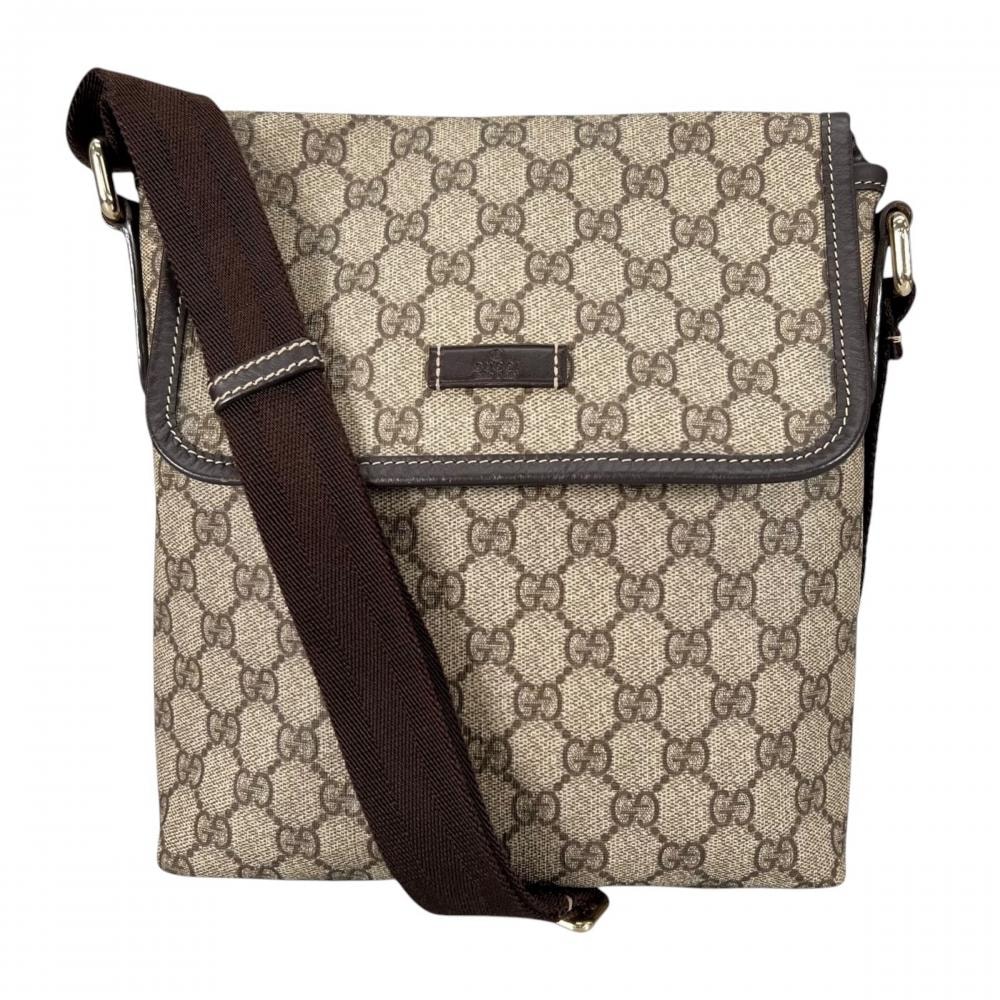 GUCCI グッチ ショルダーバッグ メッセンジャーバッグ 斜め掛け 223666 GGスプリームキャンバス ベージュ ゴールドシルバー金具 メンズ【中古品】