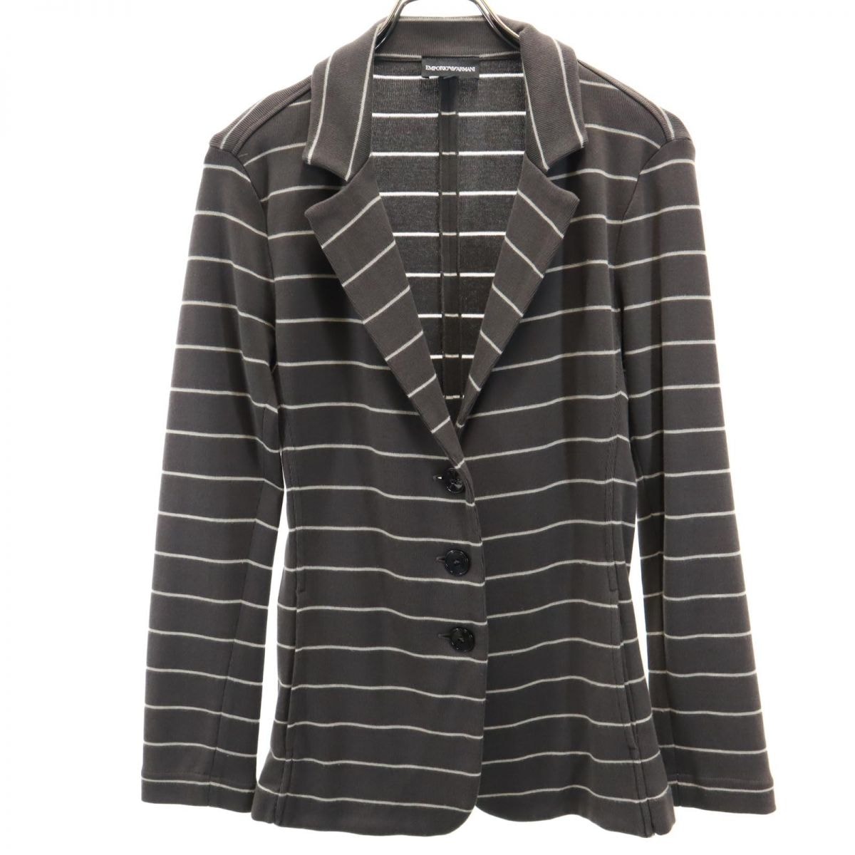 Emporio Armani エンポリオアルマーニ ボーダー柄 テーラードジャケット 40 グレー