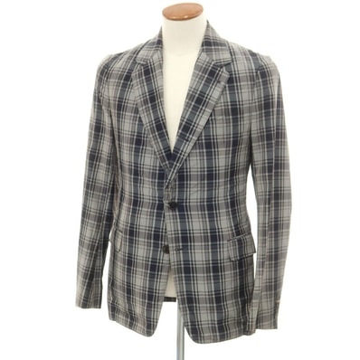 【中古】ドリスヴァンノッテン DRIES VAN NOTEN キュプラコットン チェック カジュアルジャケット グレーxブラック【サイズ46】【メンズ】