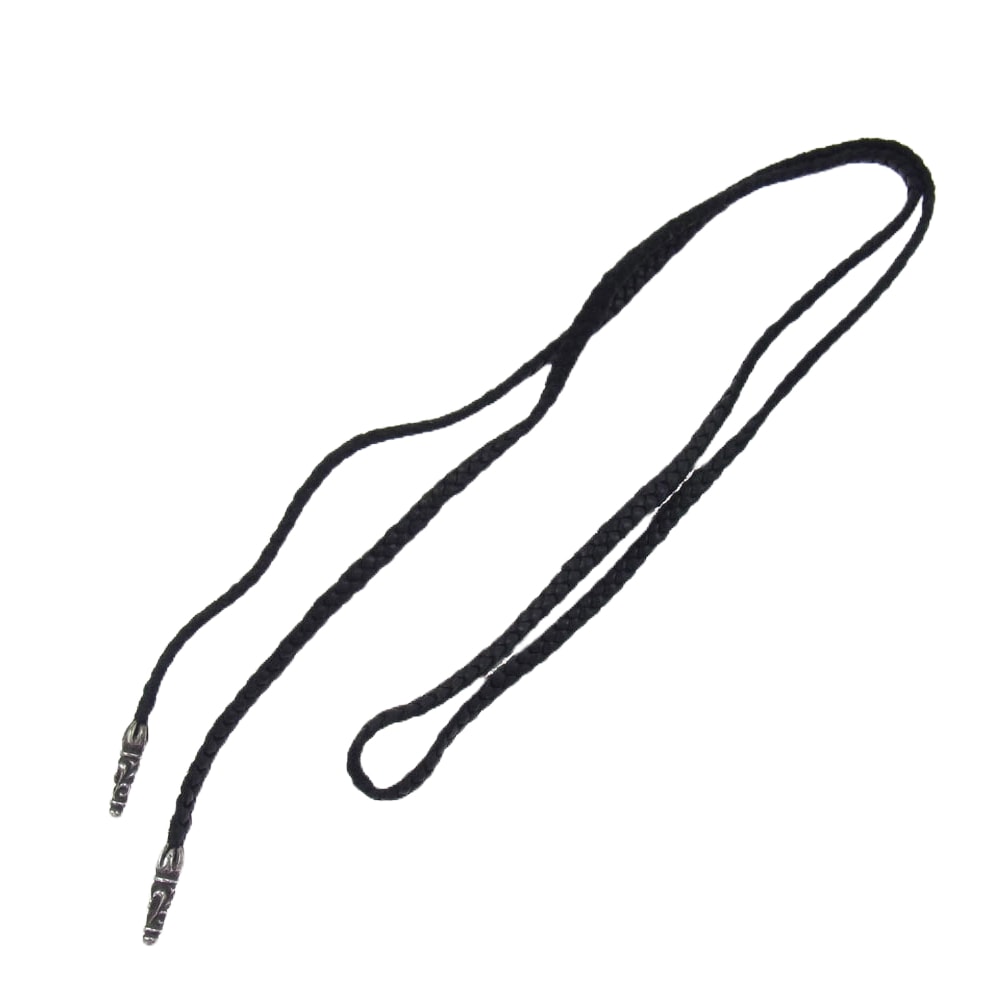 Chrome Hearts Scroll Leather Braid Silver Necklace "Black/Silver"