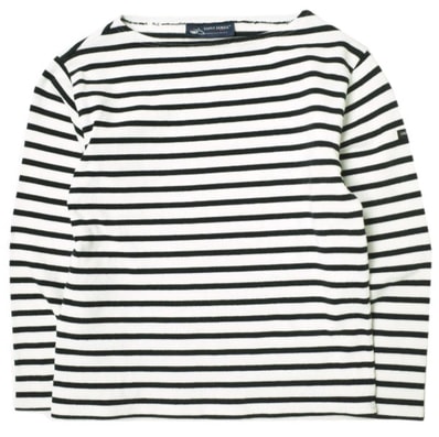 SAINT JAMES セントジェームス フランス製 OUESSANT BORDER ウエッソンボーダー F/0 ブラック/ホワイト バスクシャツ ボートネックカットソー トップス g21988