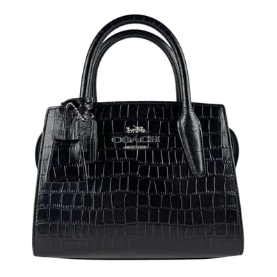 コーチ COACH ハンドバッグ ショルダーバッグ 型押しレザー ブラック レディース【中古】 z10352