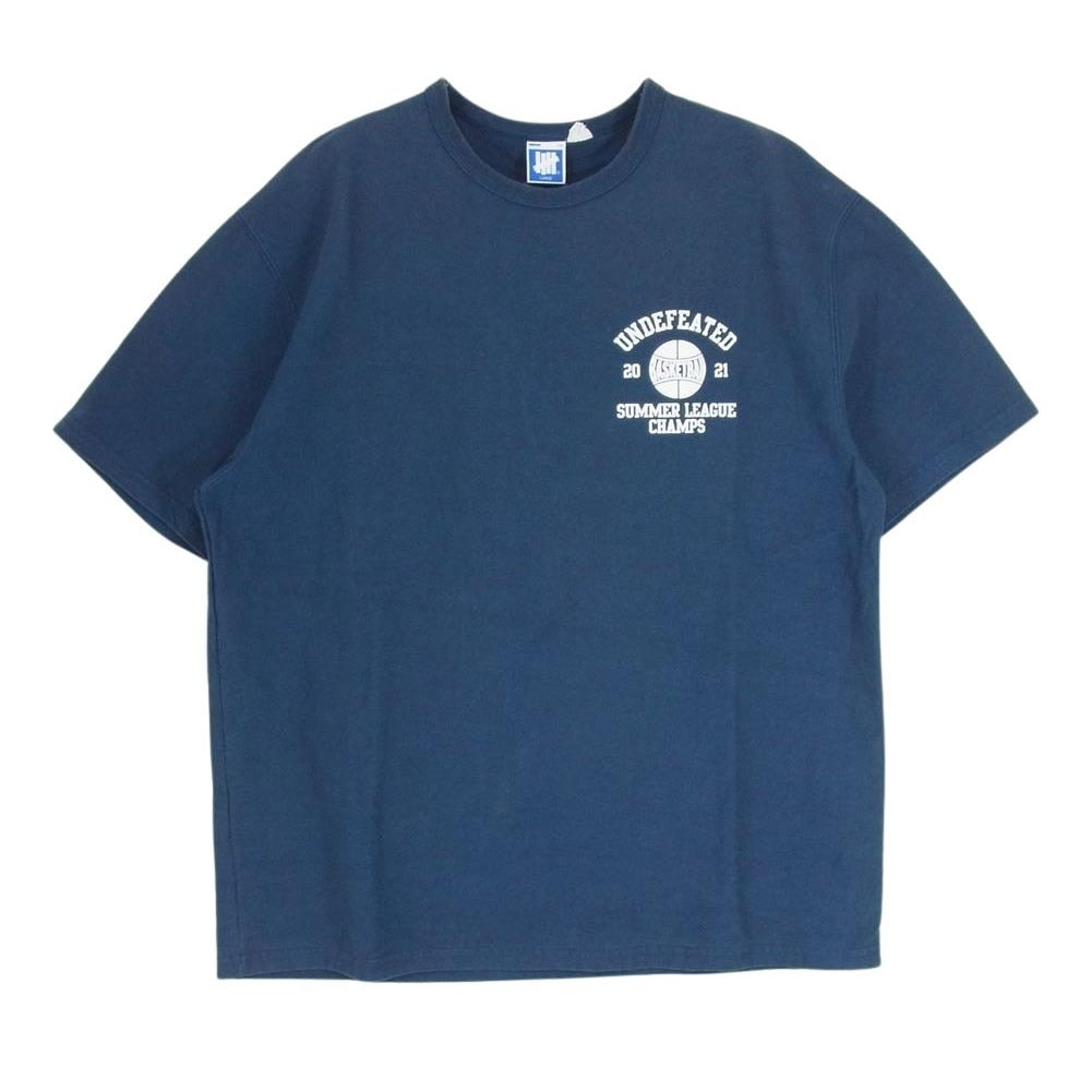 UNDEFEATED アンディフィーテッド Tシャツ BASKETBALL バスケットボール ロゴ プリント 半袖 Tシャツ ネイビー系 L【中古】