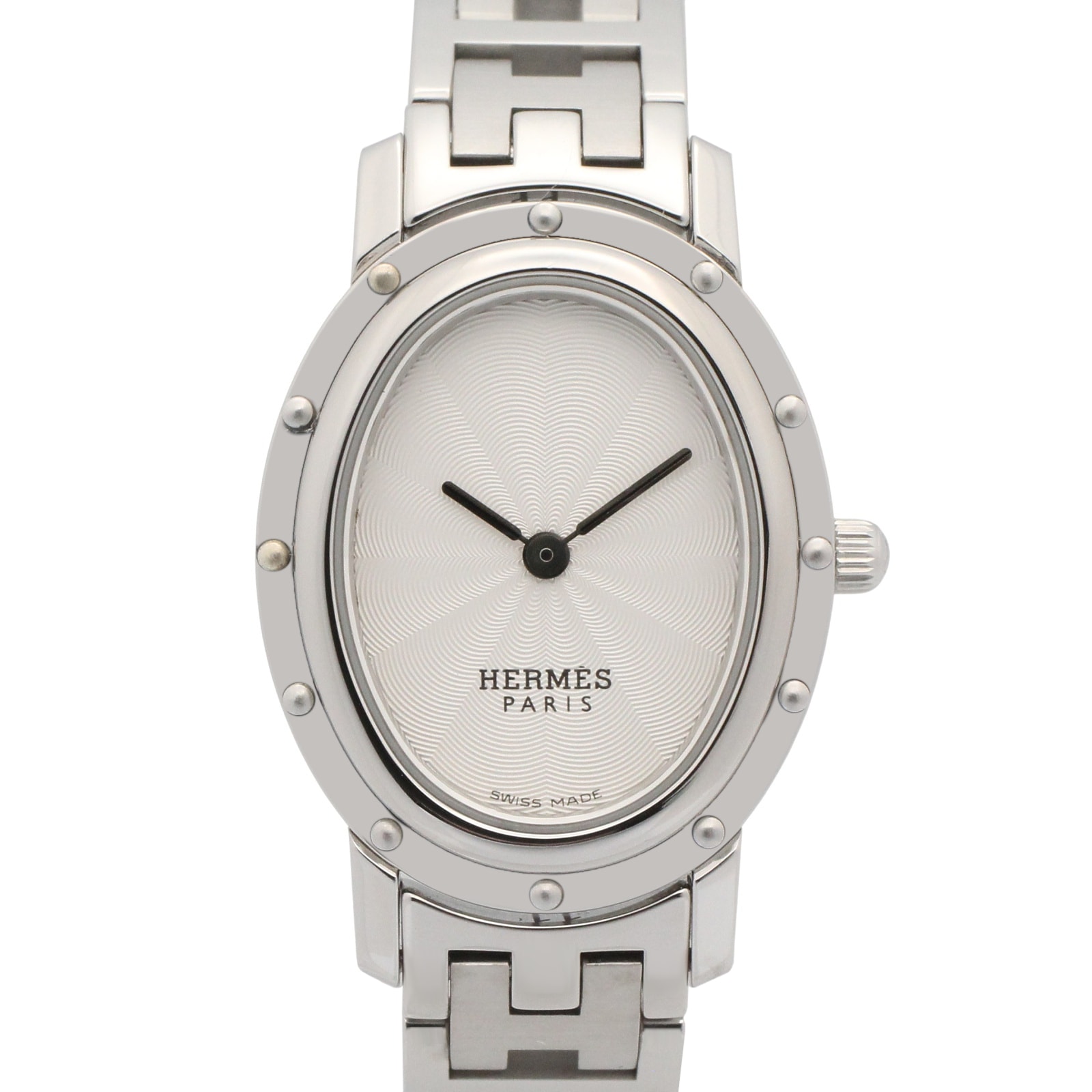 エルメス HERMES クリッパー オーバル 腕時計 時計 ステンレススチール レディース シルバー系 CO1.210 【中古】