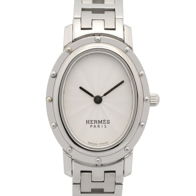 エルメス HERMES クリッパー オーバル 腕時計 時計 ステンレススチール レディース シルバー系 CO1.210 【中古】