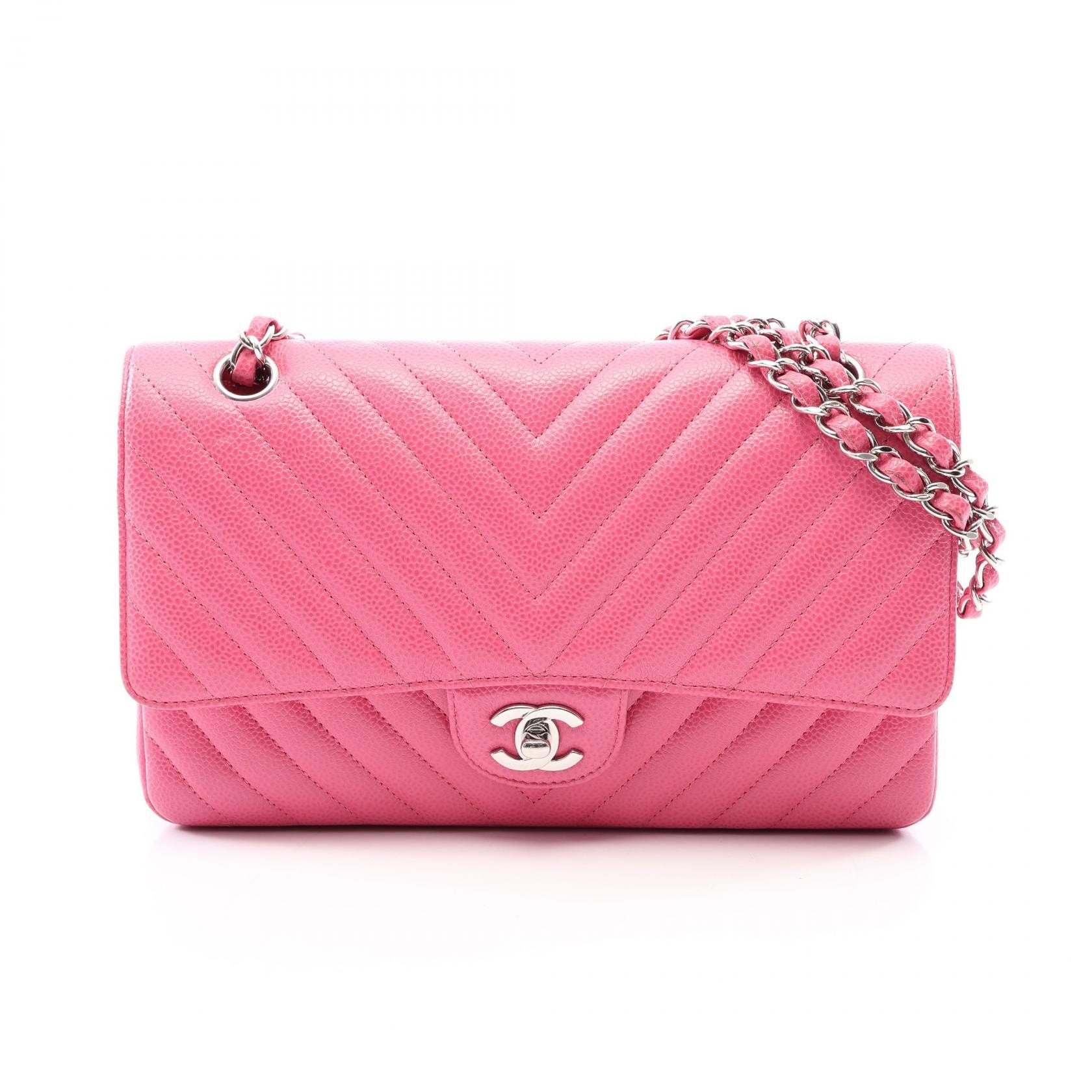 D (傷や汚れあり)】シャネル CHANEL シェブロン Vステッチ Wフラップ