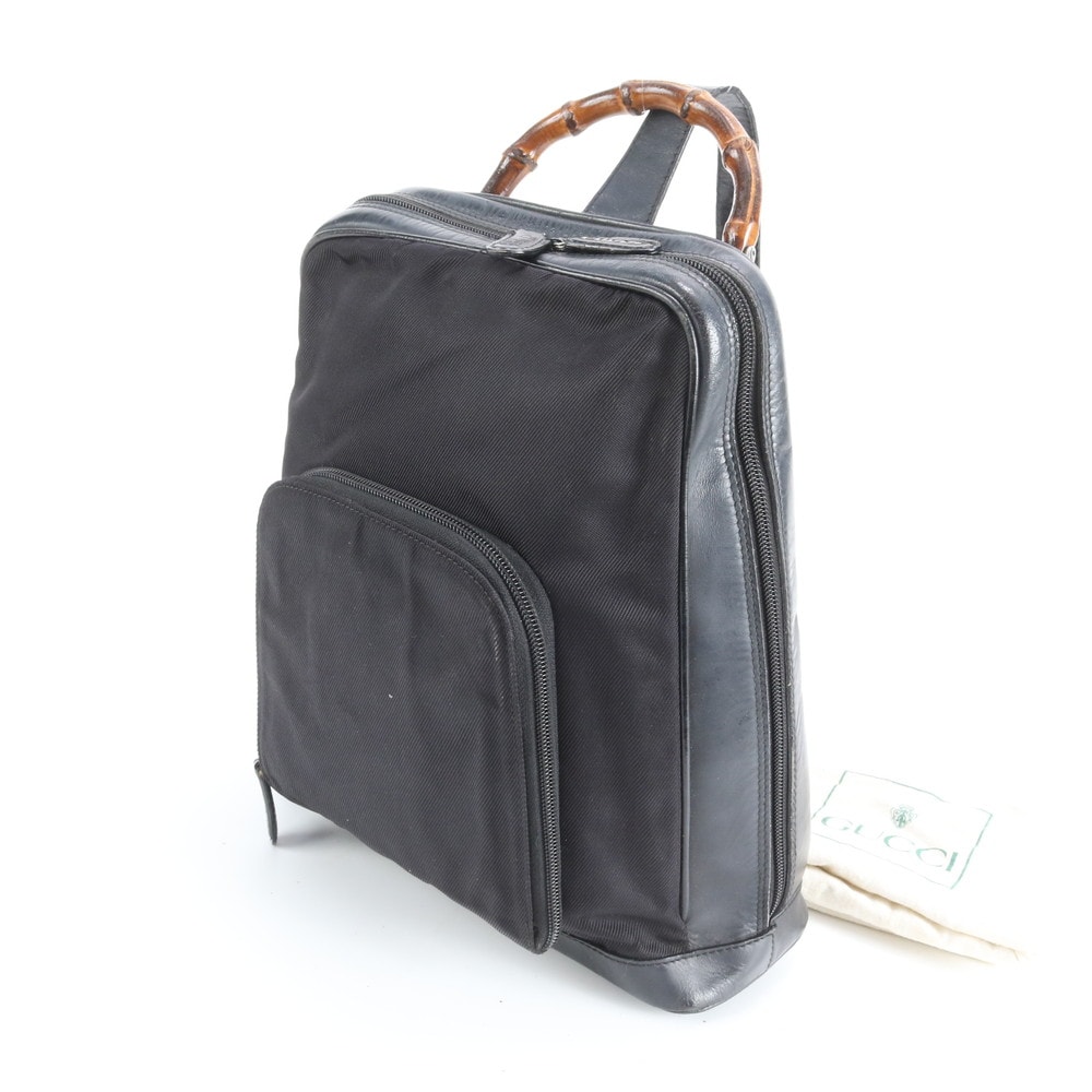 グッチ バンブーショルダーバッグ レザー×ナイロン