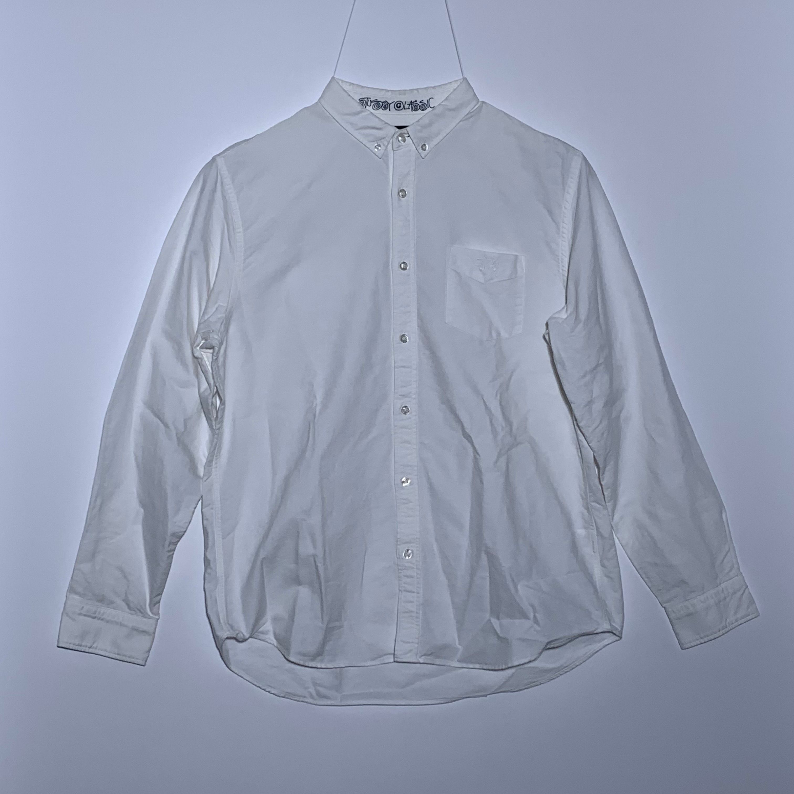 フロントロゴ刺繍 ボタンダウン オックスフォードシャツ ホワイト