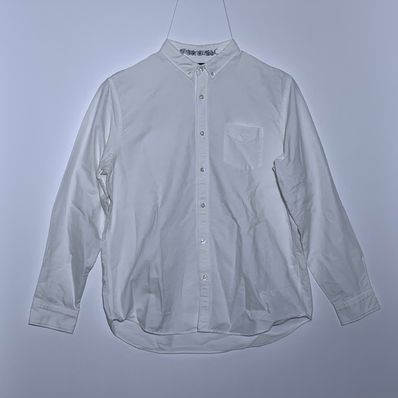 フロントロゴ刺繍 ボタンダウン オックスフォードシャツ ホワイト