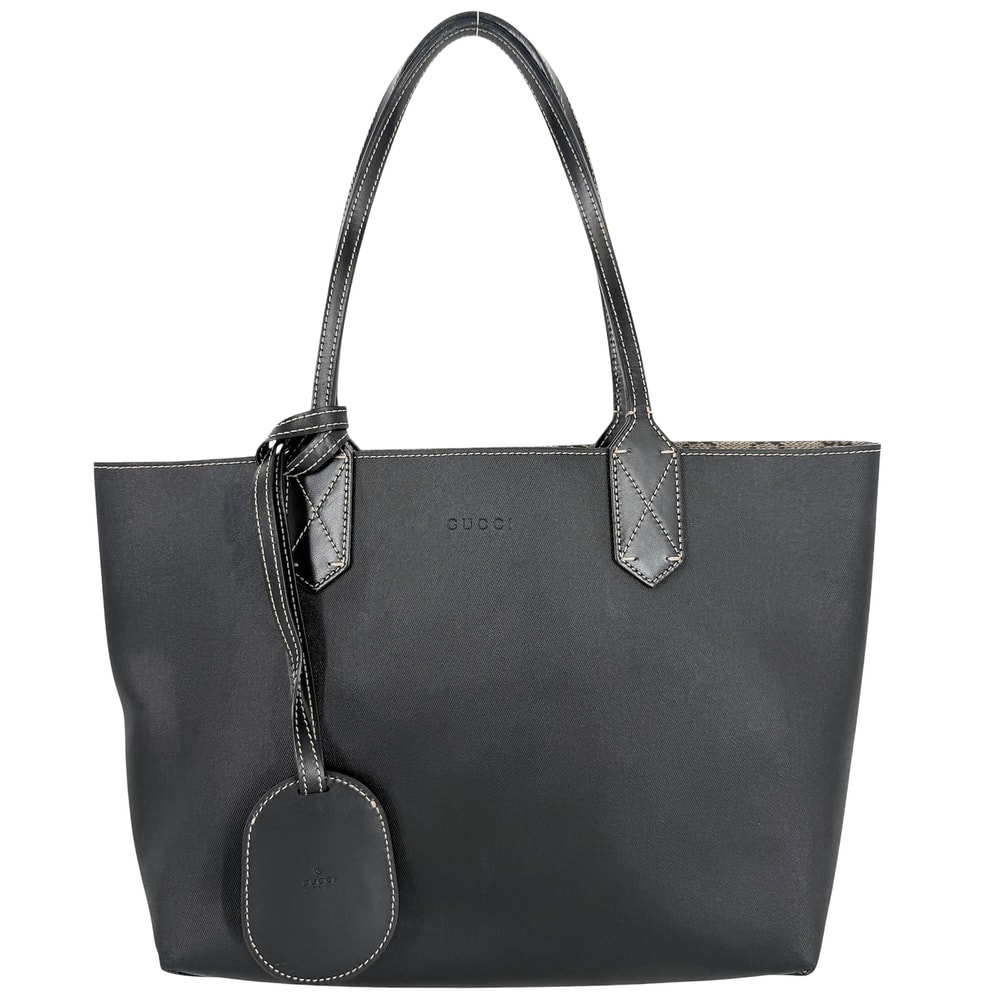 GUCCI グッチ トートバッグ リバーシブル ハンドバッグ 肩掛け かばん 鞄 372613 GGスプリームキャンバス  レザー   ブラウン 茶 ブラック 黒 レディース【中古品】