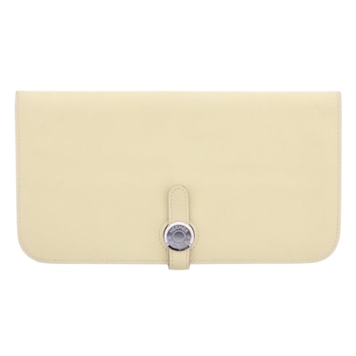 HERMES エルメス ドゴン レクトヴェルソ 長財布 スイフト イエロー シルバー金具 A(2017)刻印 レディース【中古】