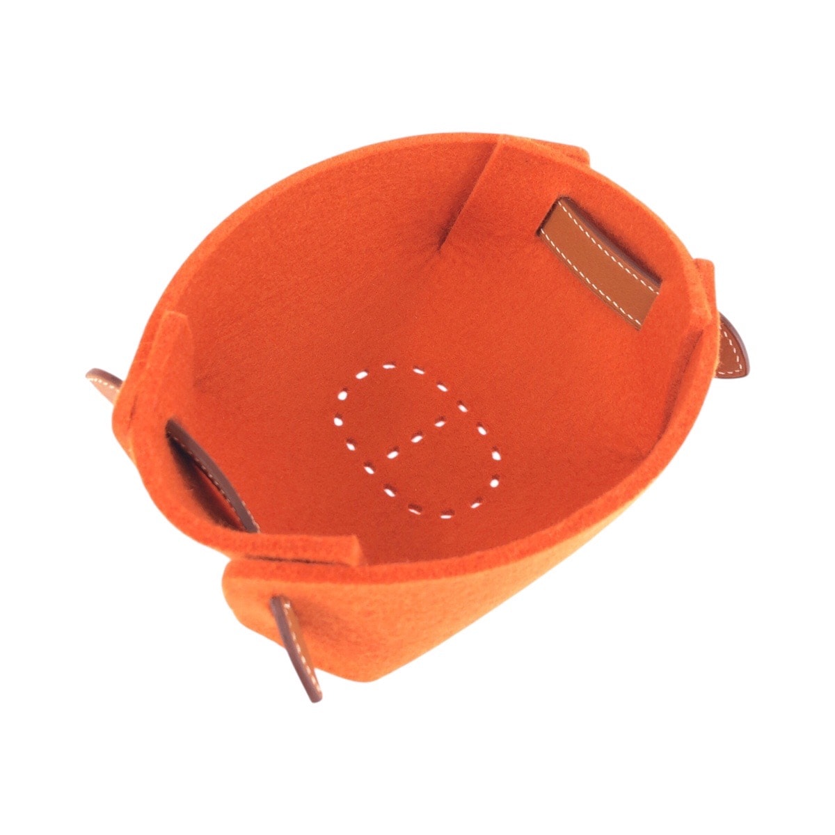 美品 HERMES エルメス ヴィド ポッシュ パスパス MM オレンジ ブラウン フェルト レザー/ トレー 小物入れ アクセサリー入れ X刻印 603603 【中古】