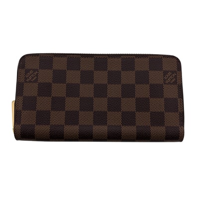 【値下げ】LOUIS VUITTON ルイ・ヴィトン ジッピー ウォレット 長財布 N60046 ダミエキャンバス ブラウン ローズ バレリーヌ エベヌ レディース【中古】