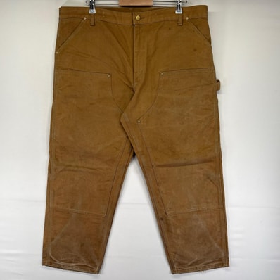 古着 カーハート Carhartt USA製 ダック パンツ ダックパンツ ワーク ダブルニー 大きいサイズ W42 L30 ブラウン系 メンズ