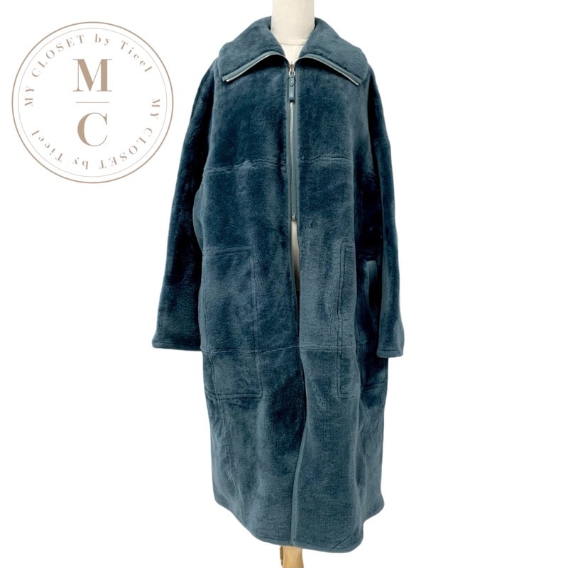 エルメス HERMES アウター ムートン レザー グリーン ジップアップ リバーシブル