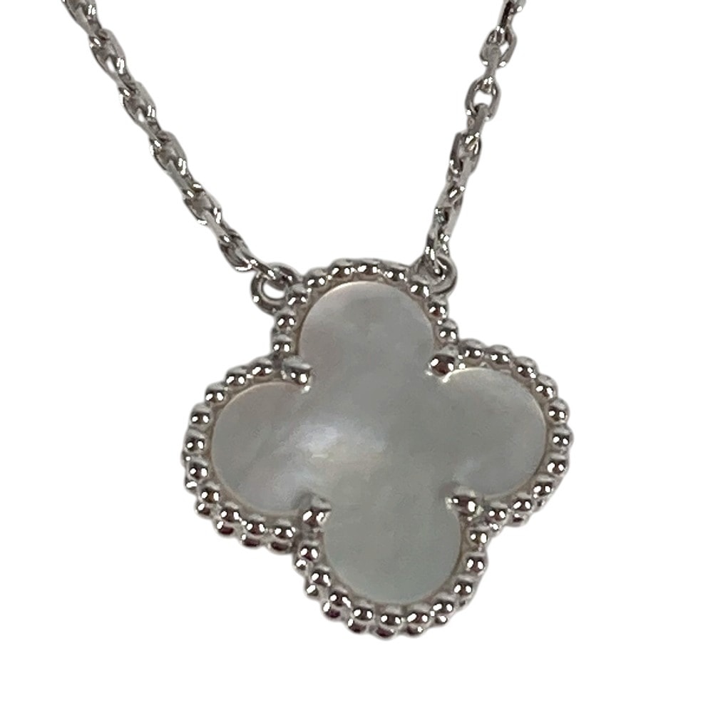ヴァンクリーフ&アーペル Van Cleef & Arpels ヴィンテージ アルハンブラ ネックレス K18 金 18K シェル アクセサリー ジュエリー チェーンネックレス ネックレス WG750 シルバー 美品