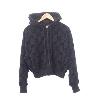 グッチ GUCCI GGブラッシュド フーデットジャケット XS 769546_XJF2X_1000 パーカー コットン ブラック メンズ レディース【中古】【Aランク】