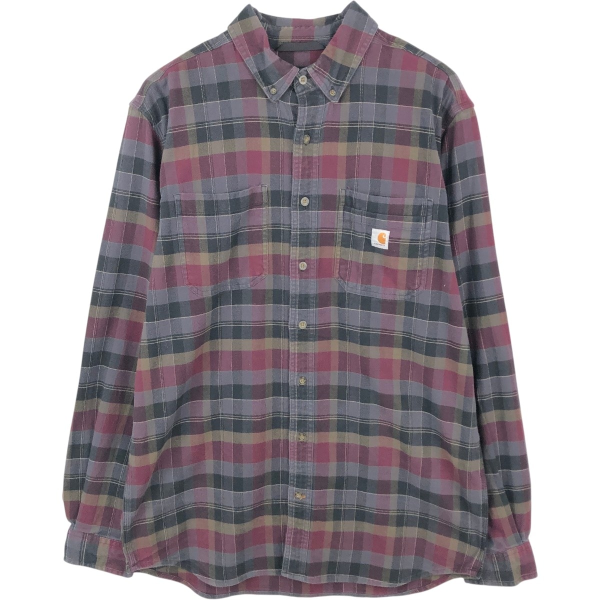 古着 カーハート Carhartt RELAXED FIT 長袖 ボタンダウン ライトネルチェックシャツ メンズL相当/eaa662106