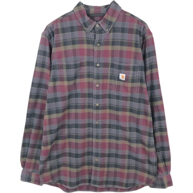 古着 カーハート Carhartt RELAXED FIT 長袖 ボタンダウン ライトネルチェックシャツ メンズL相当/eaa662106