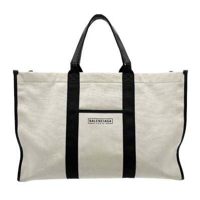 BALENCIAGA バレンシアガ ハードウェアラージ トートバッグ
ストラップ欠損 キャンバス レザー ブラック メンズ
【中古】