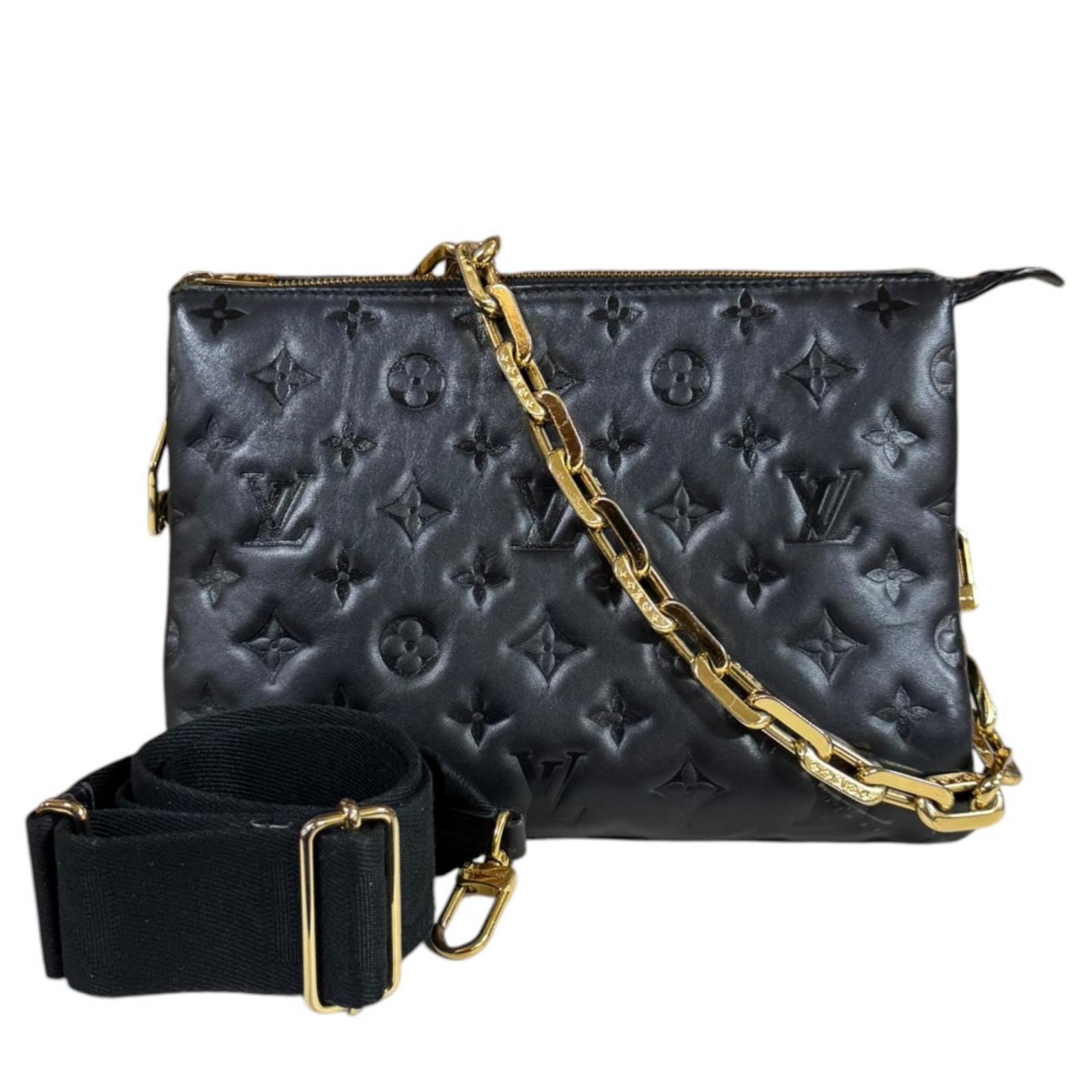 ルイヴィトン クッサンPM ショルダーバッグ ラムスキン M57790 ブラック レディース LOUIS VUITTON 中古