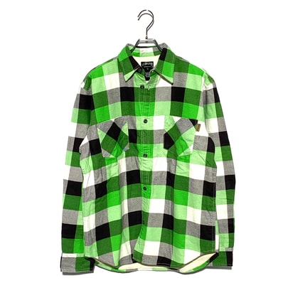 STUSSY BLOCK PLALD SHIRT Lime