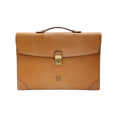 LOEWE ロエベ アナグラム ビジネスバッグ ブラウン レザー ブリーフケース 布袋有