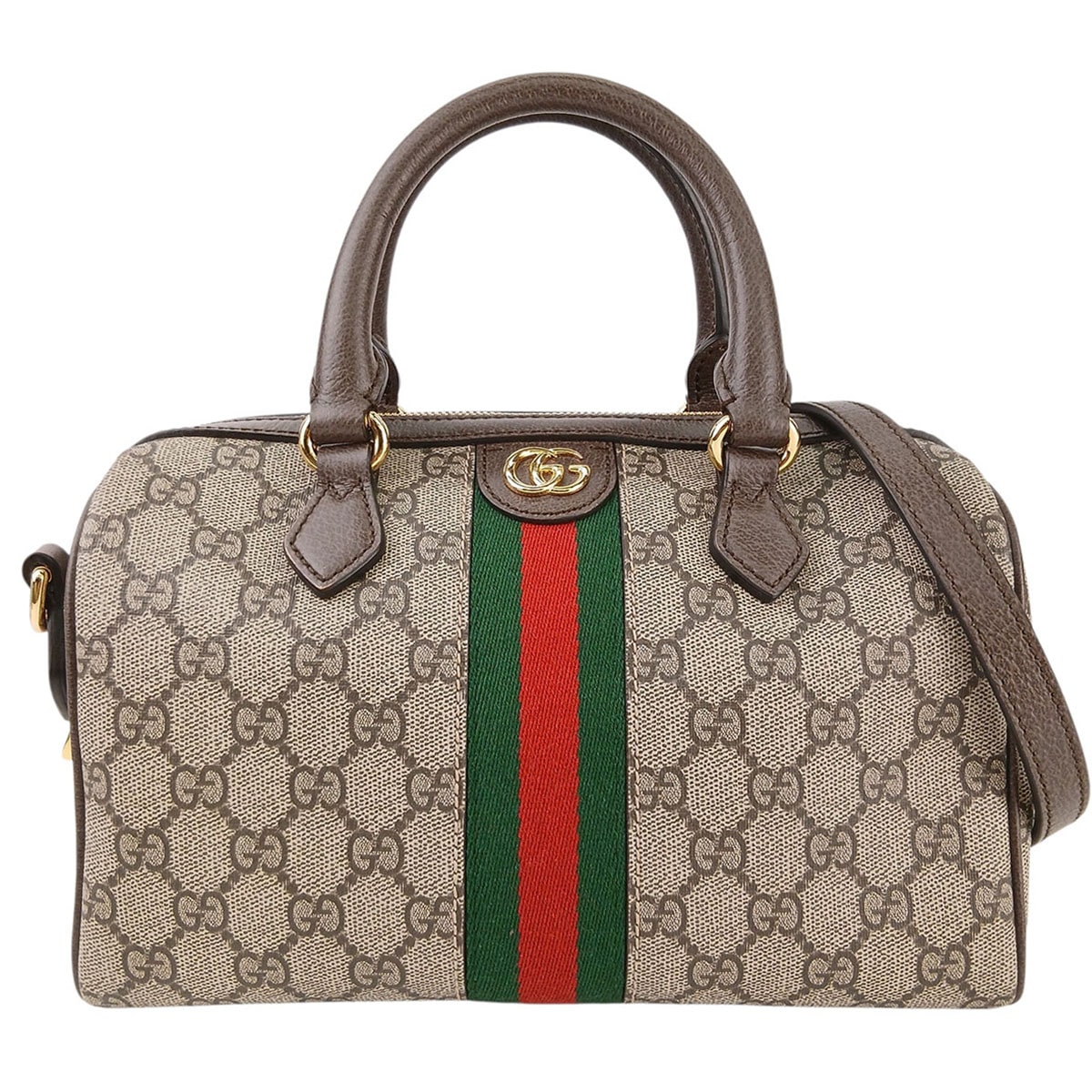 GUCCI グッチ ウェブストライプ オフディア ミディアム ボストンバッグ ボストンバッグ 772061 GGスプリームキャンバス レザー ベージュ ゴールド  レディース【中古】