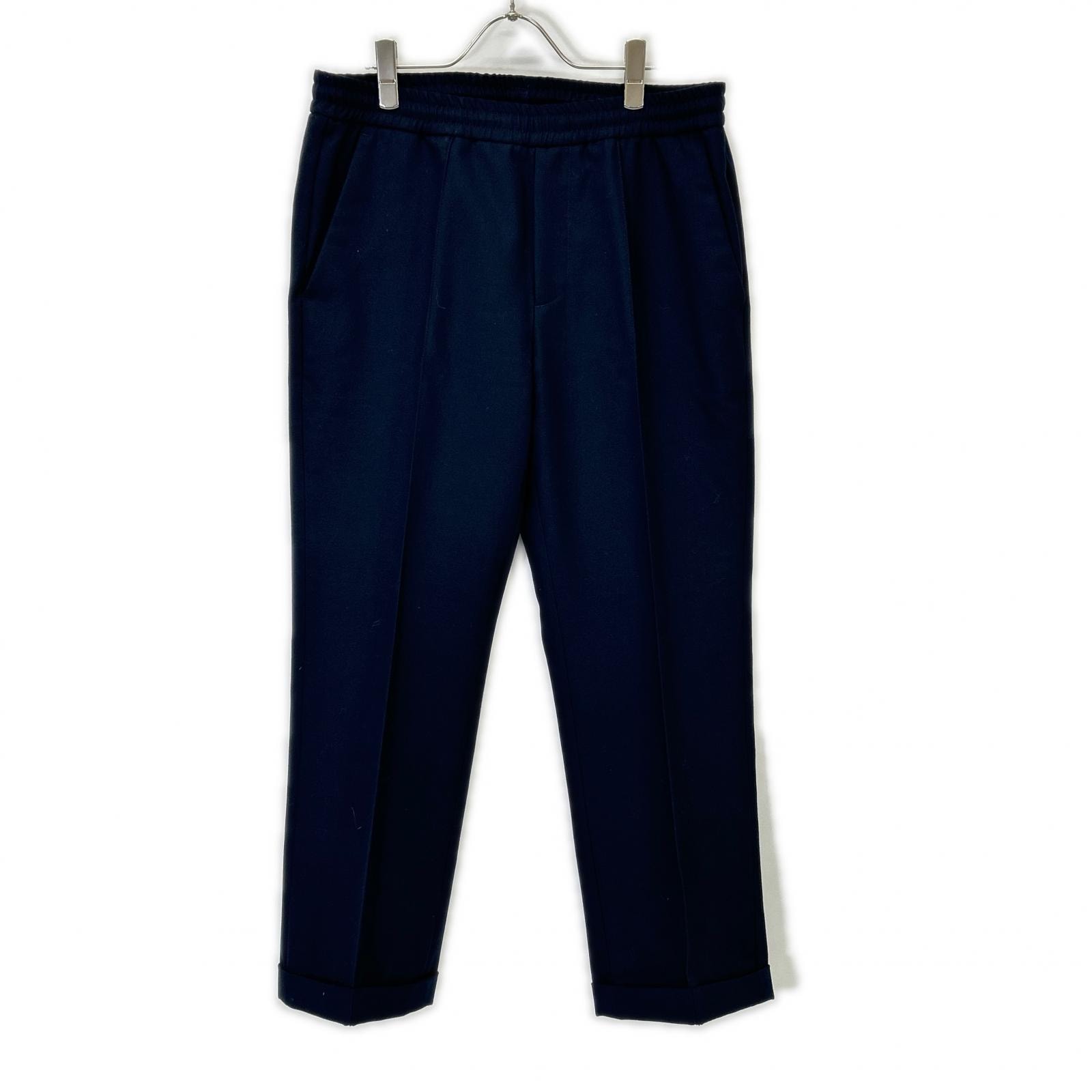 モンクレール 19年製 ネイビー ウール PANTALONE SPORTIVO ロールアップスラックスパンツ 48