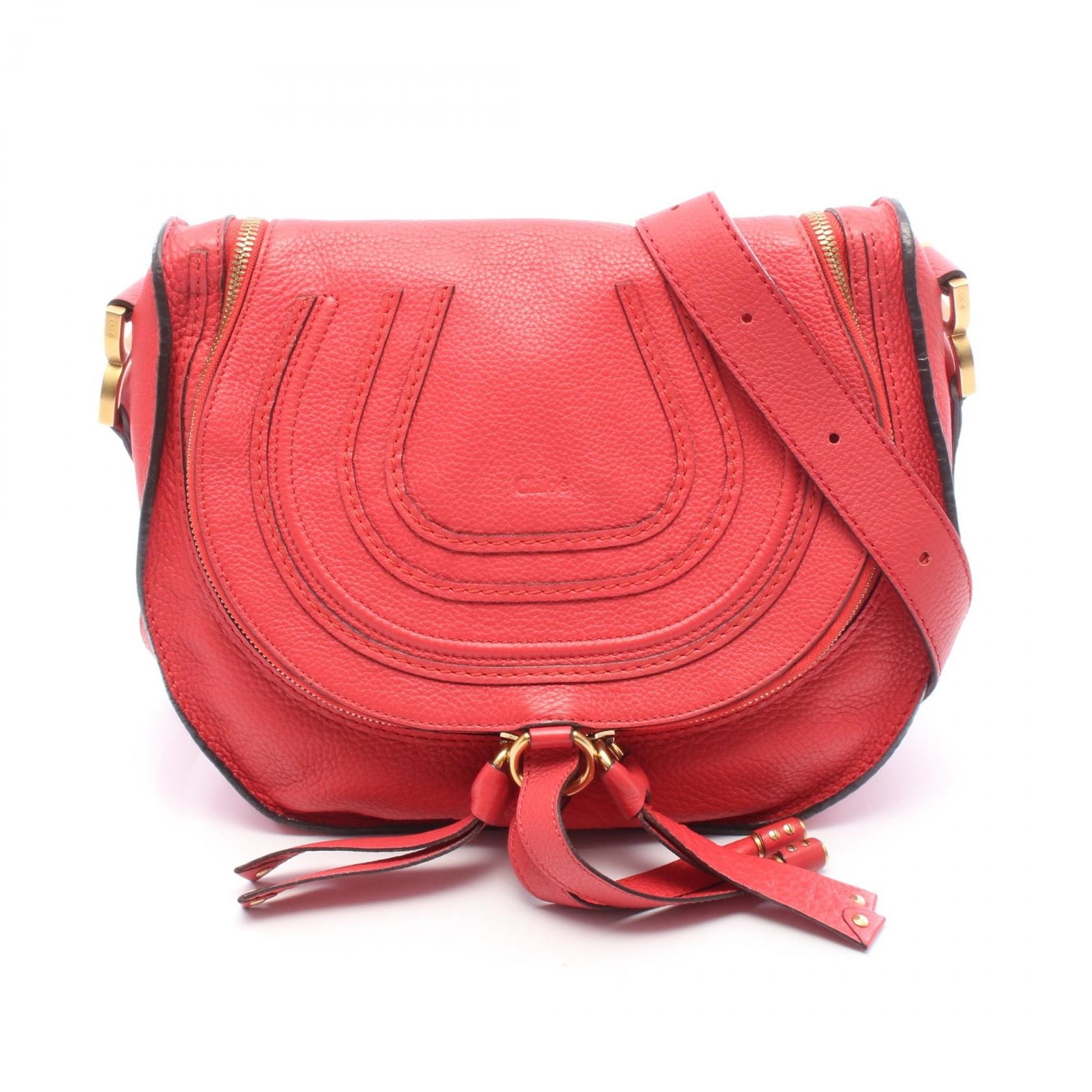 クロエ Chloe MARCIE マーシー ショルダーバッグ バッグ レザー レディース レッド系 【中古】