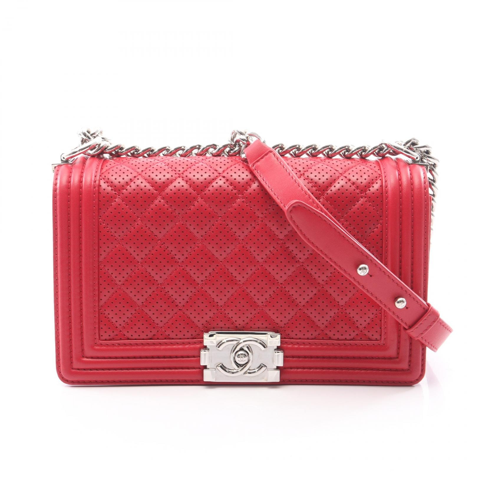シャネル CHANEL ボーイシャネル ショルダーバッグ バッグ レザー レディース レッド系 【中古】