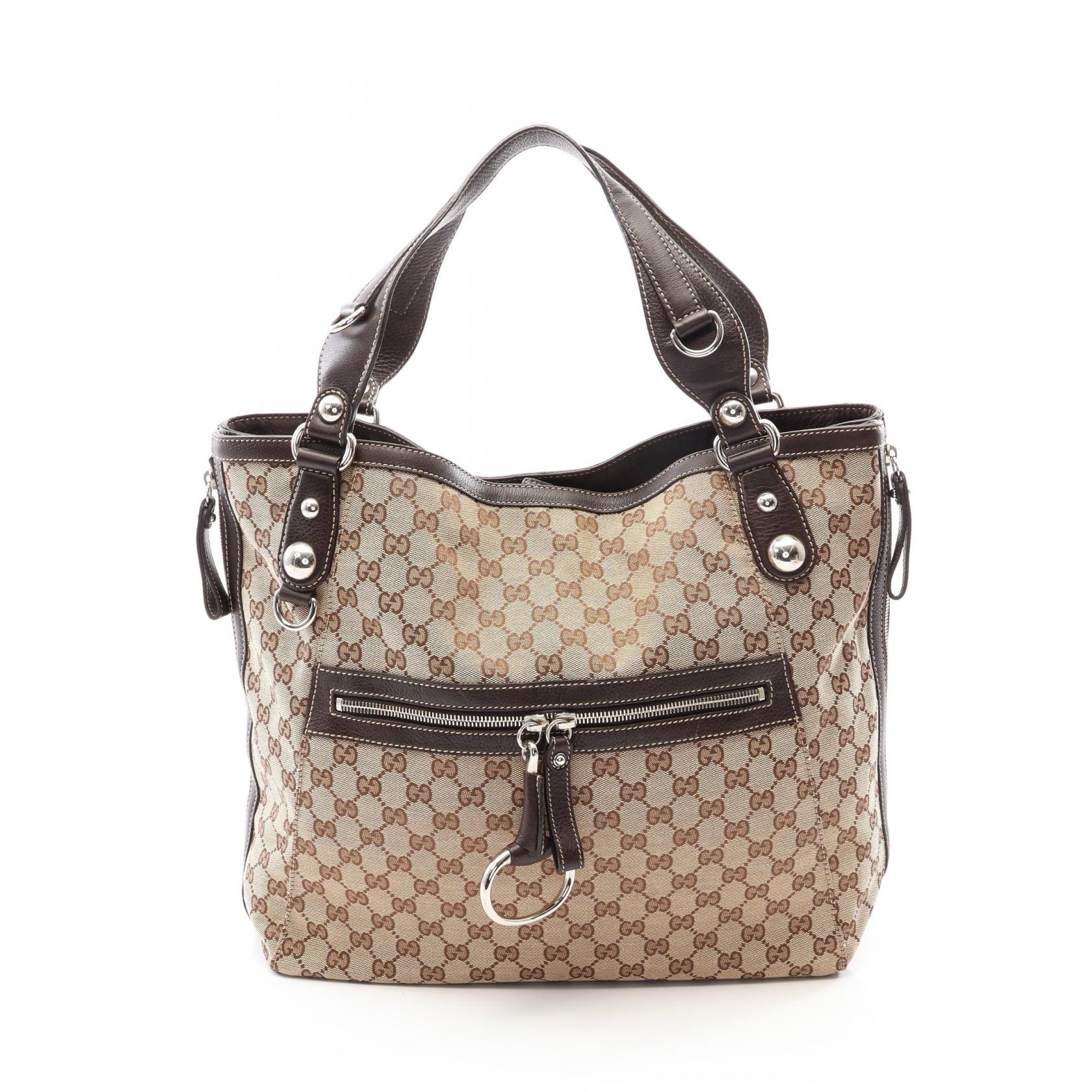 グッチ GUCCI アイコンビット GGキャンバス トートバッグ バッグ キャンバス レザー レディース ベージュ系 / ブラウン系 232952 【中古】