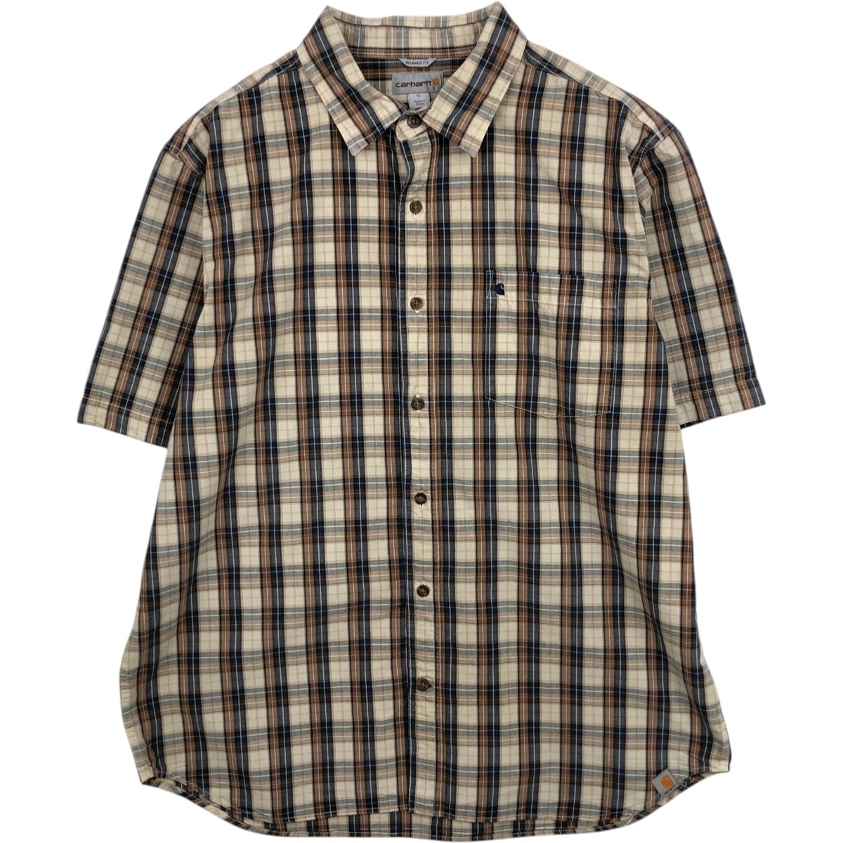 古着 カーハート Carhartt RELAXED FIT チェック柄 半袖 ワークシャツ メンズXL相当/eaa477523