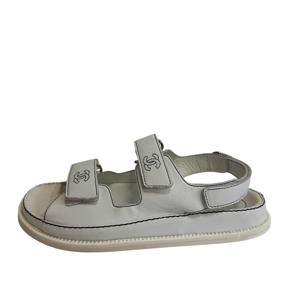 シャネル CHANEL サンダル ココマーク ベルクロ コンフォート G31848 ホワイト