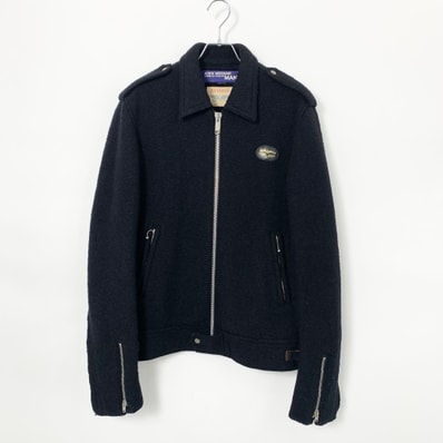 JUNYA WATANABE COMME des GARCONS ×Lewis Leathers Full-length wool bouclé riders jacket Black