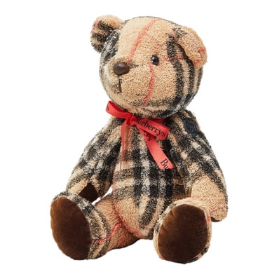 バーバリー ノバチェック - テディベア クマ ベージュ マルチカラー パイル ベロア レディース BURBERRY 【中古】