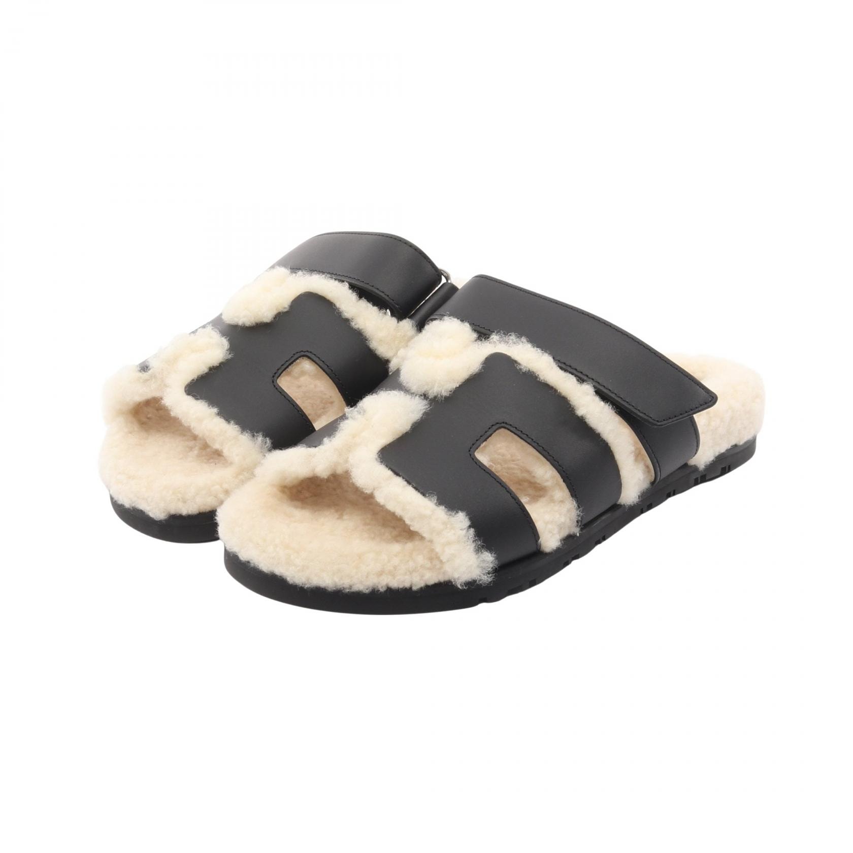 エルメス HERMES シプレ サンダル 靴 レザー ファブリック レディース ブラック系 【中古】