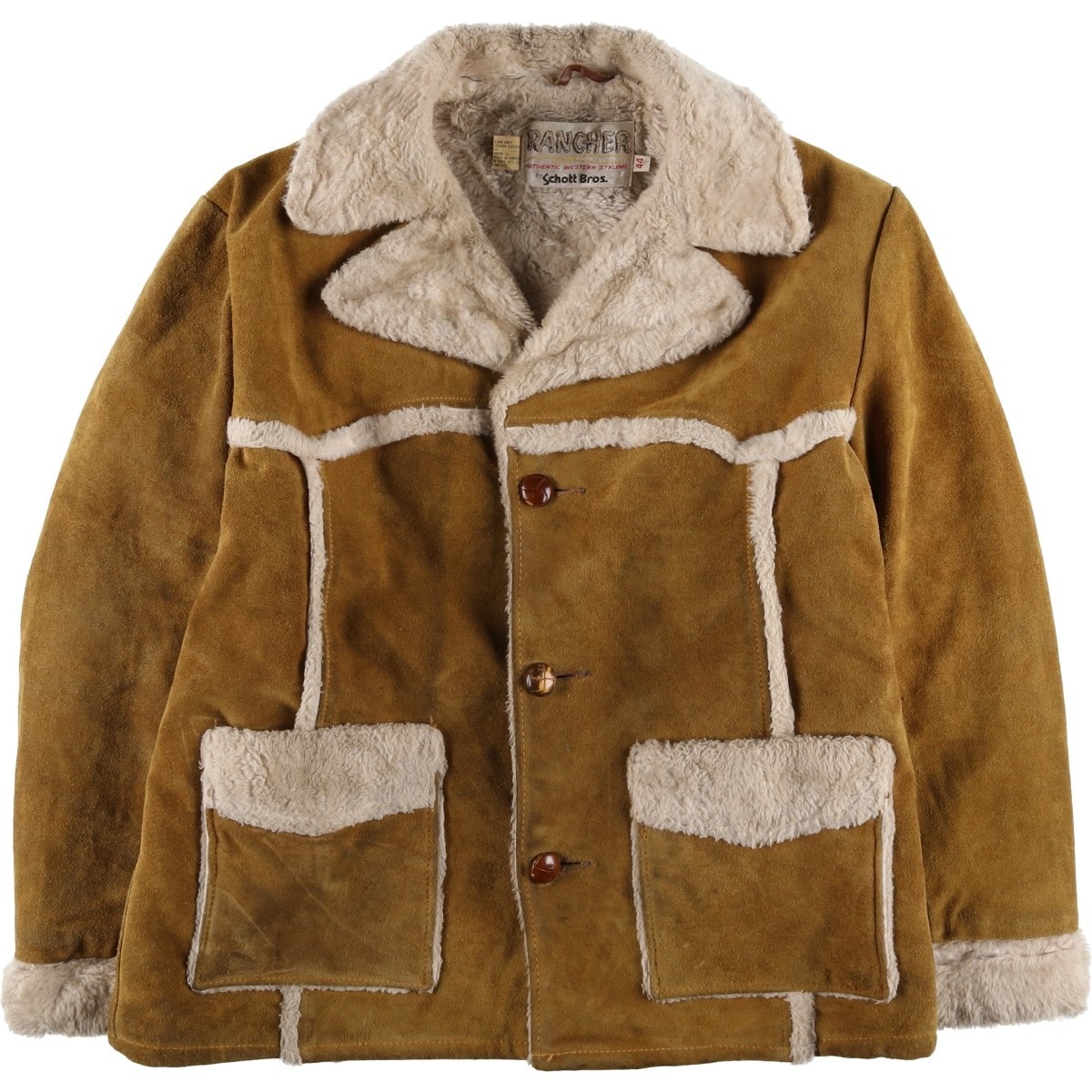 古着 70年代 ショット SCHOTT RANCHER ランチコート スエードボアジャケット メンズL相当 ヴィンテージ/eaa615043