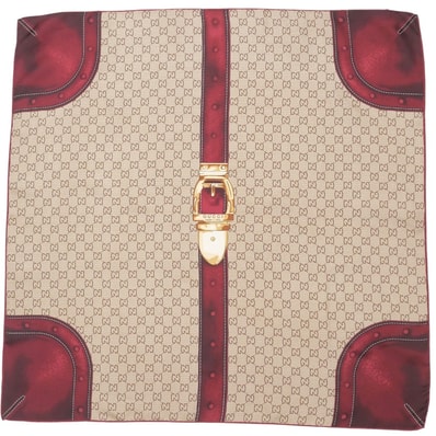 ■美品■GUCCI グッチ スカーフ GGモノグラム ベルトモチーフ シルクツイル イタリア製 ブランド古着【中古】20260619/RA9796